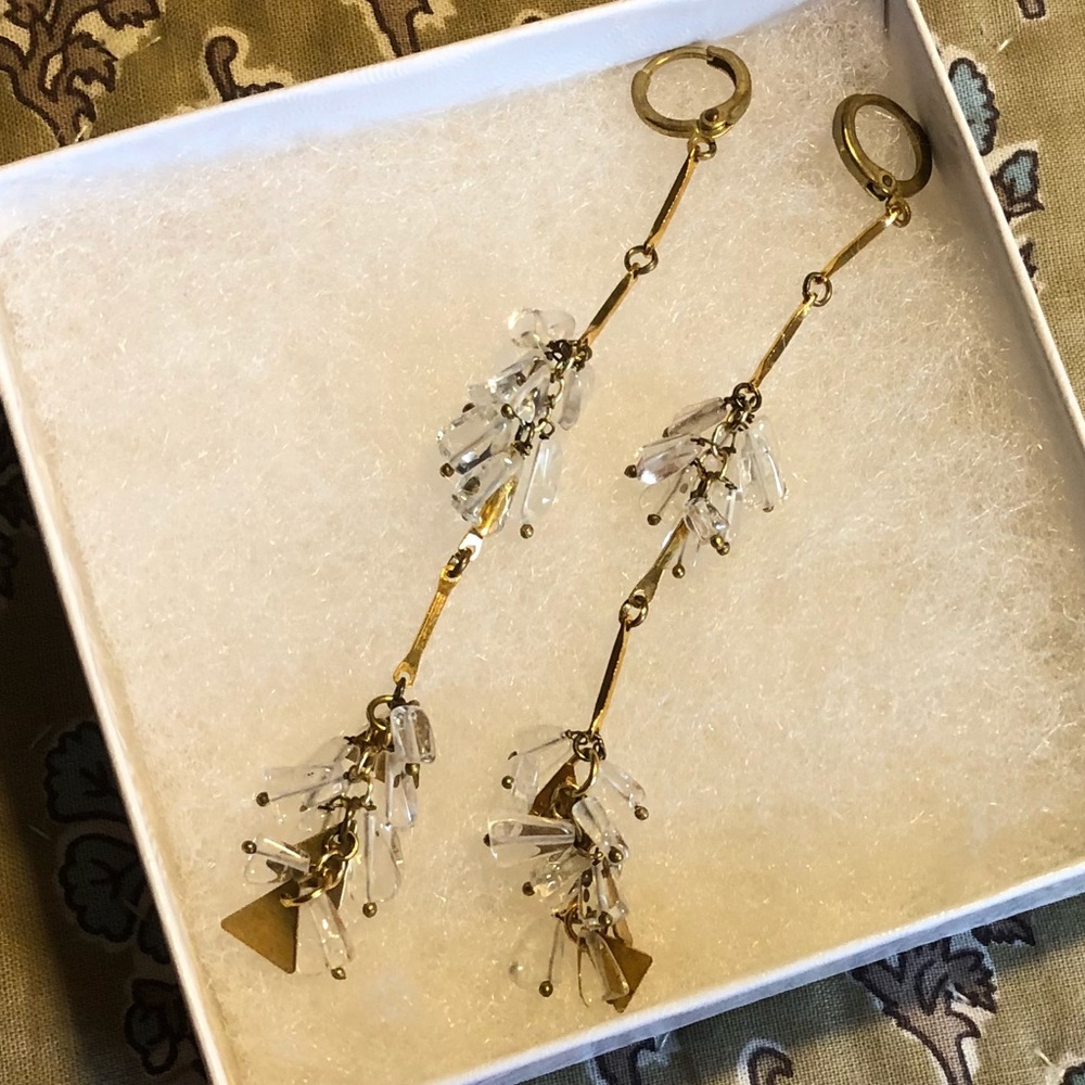 Crystal & triangle dangle earrings